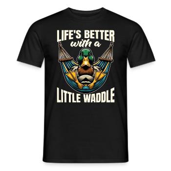 La vie du canard colvert est meilleure avec un peu de sauvagine - T-shirt homme - noir - Devant - AI Model Male 178 light (178cm)
