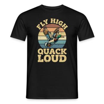 Canard colvert mouche haut coin-coin bruyant rétro oiseau d’eau - T-shirt homme - noir - Devant - AI Model Male 178 light (178cm)