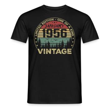 Jahrgang Januar 1956 Geburtstag Januar 1956 - Männer T-Shirt - Schwarz - Vorne - AI Model Male 178 light (178cm)