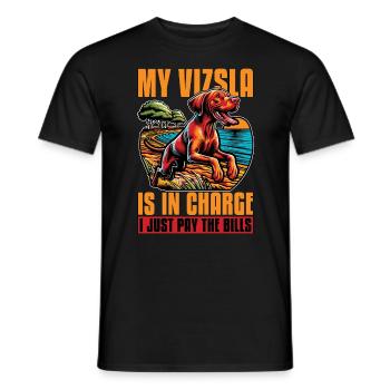 My Vizsla Is In Charge Pet Owner Animal Lover - Men's T-Shirt - black - Front - AI Model Male 178 light (178cm)