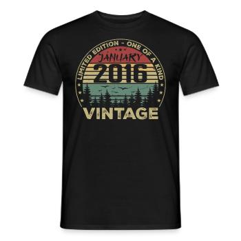 Vintage Janvier 2016 Anniversaire Janvier 2016 - T-shirt homme - noir - Devant - AI Model Male 178 light (178cm)