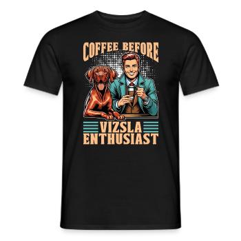 Vizsla Enthusiast Coffee Pet Owner Coffee Lover - Men's T-Shirt - black - Front - AI Model Male 178 light (178cm)
