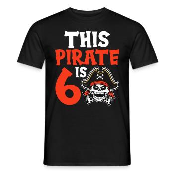 Lustiger Piratengeburtstag 6 Jahre alt Crossbone - Männer T-Shirt - Schwarz - Vorne - AI Model Male 178 light (178cm)