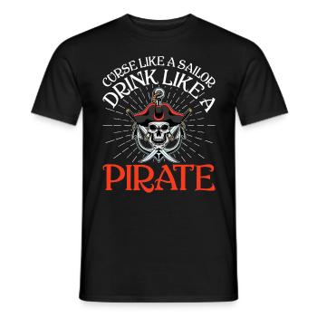 Malédiction comme un marin Boire comme un pirate Crossbone - T-shirt homme - noir - Devant - AI Model Male 178 light (178cm)