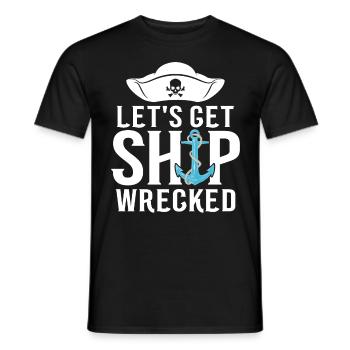 Let's Get Shipwrecked Skull Crossbone Funny - Men's T-Shirt - black - Front - AI Model Male 178 light (178cm)