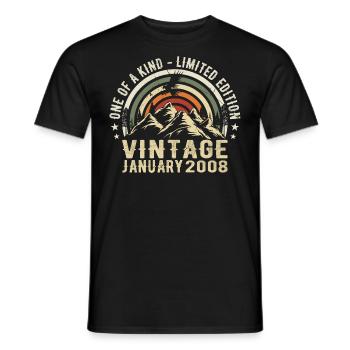 Januar 2008 Geburtstagsgeschenk - Original 17 Jahre - Männer T-Shirt - Schwarz - Vorne - AI Model Male 178 light (178cm)