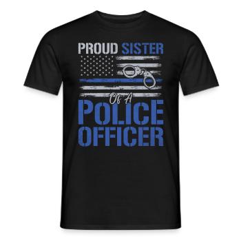 Stolze Schwester Eines Polizisten USA Flagge Gesetz - Männer T-Shirt - Schwarz - Vorne - AI Model Male 178 light (178cm)
