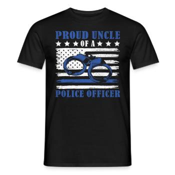 Proud Uncle Of A Police Officer USA Flag Law - Men's T-Shirt - black - Front - AI Model Male 178 light (178cm)