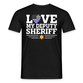J’adore mon shérif adjoint Blue Line Funny Law - T-shirt homme - noir - Devant - AI Model Male 178 light (178cm)