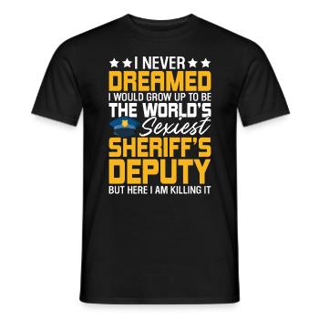 Drôle shérif adjoint Blue Line Police Law - T-shirt homme - noir - Devant - AI Model Male 178 light (178cm)