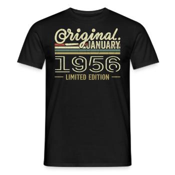 Januar 1956 Geburtstag Januar 1956 Geschenk 1956 - Männer T-Shirt - Schwarz - Vorne - AI Model Male 178 light (178cm)