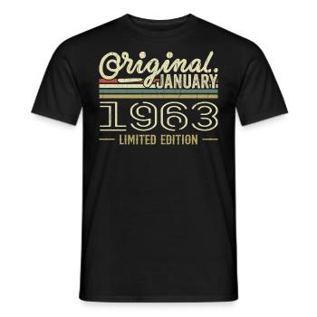 Janvier 1963 anniversaire Janvier 1963 cadeau 1963 - T-shirt homme - noir - Devant - AI Model Male 178 light (178cm)