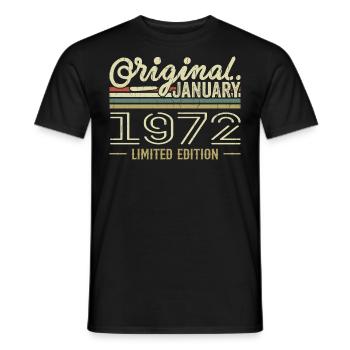 Janvier 1972 anniversaire Janvier 1972 cadeau 1972 - T-shirt homme - noir - Devant - AI Model Male 178 light (178cm)