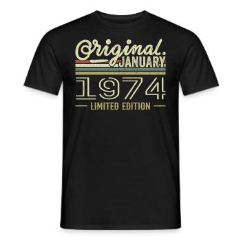 Januar 1974 Geburtstag Januar 1974 Geschenk 1974 - Männer T-Shirt - Schwarz - Vorne - AI Model Male 178 light (178cm)