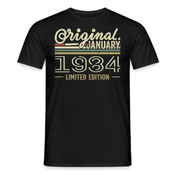 Janvier 1984 anniversaire Janvier 1984 cadeau 1984 - T-shirt homme - noir - Devant - AI Model Male 178 light (178cm)