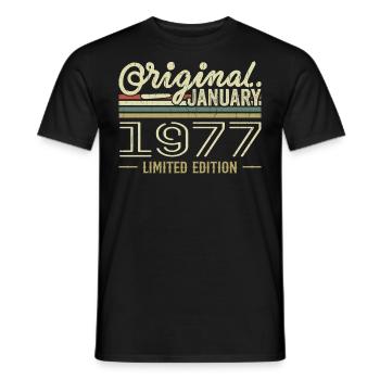 Janvier 1977 anniversaire Janvier 1977 cadeau 1977 - T-shirt homme - noir - Devant - AI Model Male 178 light (178cm)