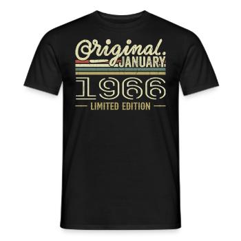 January 1966 Birthday January 1966 Gift 1966 - Men's T-Shirt - black - Front - AI Model Male 178 light (178cm)