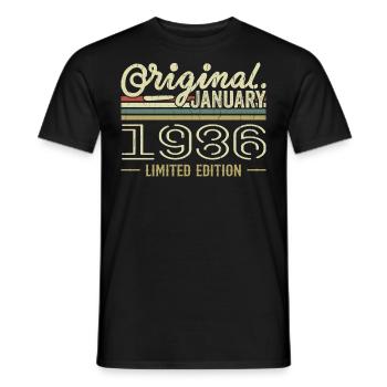 Janvier 1986 anniversaire Janvier 1986 cadeau 1986 - T-shirt homme - noir - Devant - AI Model Male 178 light (178cm)