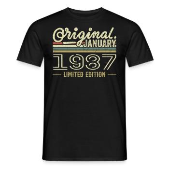 Janvier 1987 anniversaire Janvier 1987 cadeau 1987 - T-shirt homme - noir - Devant - AI Model Male 178 light (178cm)
