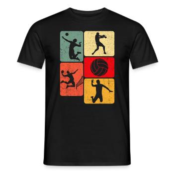 Retro Volleyball Smash Bump Set Spike Volleyball - Men's T-Shirt - black - Front - AI Model Male 178 light (178cm)
