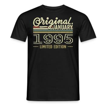 January 1995 Birthday January 1995 Gift 1995 - Men's T-Shirt - black - Front - AI Model Male 178 light (178cm)