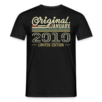 Janvier 2010 anniversaire Janvier 2010 cadeau 2010 - T-shirt homme - noir - Devant - AI Model Male 178 light (178cm)