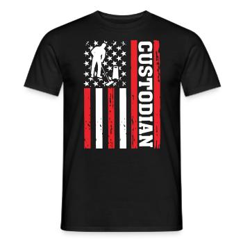 Verwalter USA Flagge Lustig Schule Reinigung Amerikanisch - Männer T-Shirt - Schwarz - Vorne - AI Model Male 178 light (178cm)