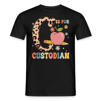 Funny School Custodian Maid Cleaner Janitorial - Men's T-Shirt - black - Front - AI Model Male 178 light (178cm)