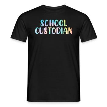 Concierge d’école Nettoyage Concierge Tie Dye - T-shirt homme - noir - Devant - AI Model Male 178 light (178cm)