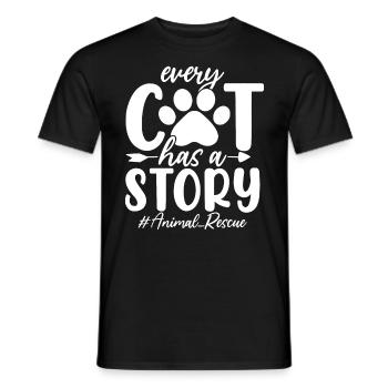 Chaque chat a une histoire drôle Refuge pour chats de compagnie - T-shirt homme - noir - Devant - AI Model Male 178 light (178cm)