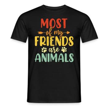Die meisten meiner Freunde sind Tiere Retro Tierheim - Männer T-Shirt - Schwarz - Vorne - AI Model Male 178 light (178cm)