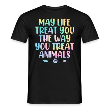 Que la vie vous traite comme vous traitez les animaux - T-shirt homme - noir - Devant - AI Model Male 178 light (178cm)