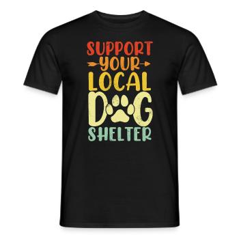 Support Your Local Dog Shelter Funny Paws Retro - Men's T-Shirt - black - Front - AI Model Male 178 light (178cm)
