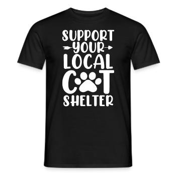 Support Your Local Cat Shelter Save Animal Rescue - Men's T-Shirt - black - Front - AI Model Male 178 light (178cm)