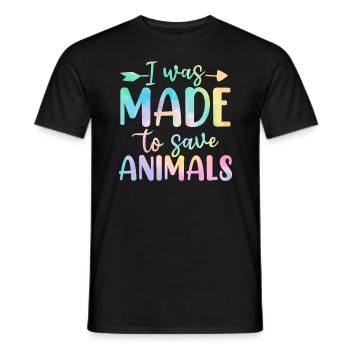 J’ai été fait pour sauver les animaux activiste tie dye - T-shirt homme - noir - Devant - AI Model Male 178 light (178cm)