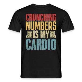 Crunching Numbers Is My Cardio Retro Funny - Men's T-Shirt - black - Front - AI Model Male 178 light (178cm)