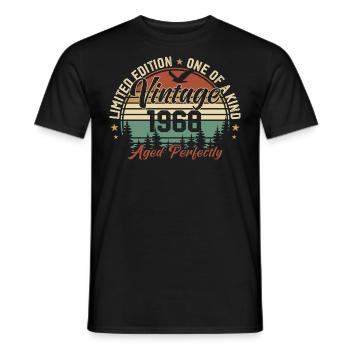 Vintage 1968 Rétro 1968 Cadeau D'anniversaire 1968 - T-shirt homme - noir - Devant - AI Model Male 178 light (178cm)