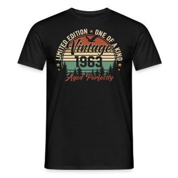 Jahrgang 1963 Retro 1963 Geburtstagsgeschenk 1963 - Männer T-Shirt - Schwarz - Vorne - AI Model Male 178 light (178cm)