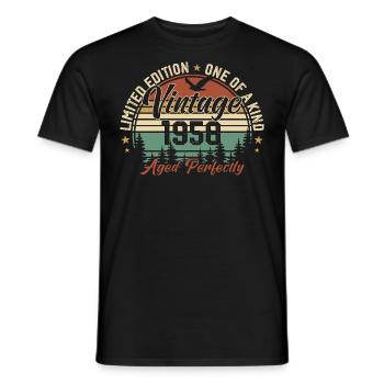 Jahrgang 1958 Retro 1958 Geburtstagsgeschenk 1958 - Männer T-Shirt - Schwarz - Vorne - AI Model Male 178 light (178cm)