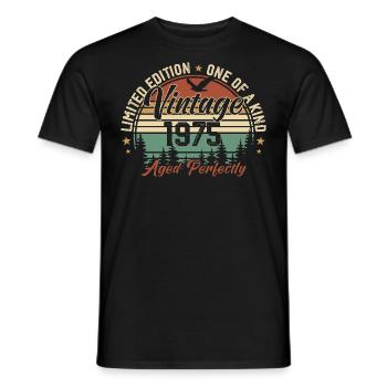 Jahrgang 1975 Retro 1975 Geburtstagsgeschenk 1975 - Männer T-Shirt - Schwarz - Vorne - AI Model Male 178 light (178cm)