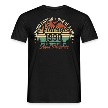 Vintage 1990 Rétro 1990 Cadeau D'anniversaire 1990 - T-shirt homme - noir - Devant - AI Model Male 178 light (178cm)