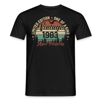 Vintage 1983 Retro 1983 Birthday Gift 1983 - Men's T-Shirt - black - Front - AI Model Male 178 light (178cm)