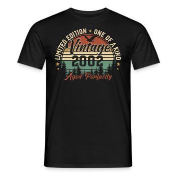 Jahrgang 2002 Retro 2002 Geburtstagsgeschenk 2002 - Männer T-Shirt - Schwarz - Vorne - AI Model Male 178 light (178cm)