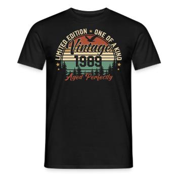 Vintage 1989 Rétro 1989 Cadeau D'anniversaire 1989 - T-shirt homme - noir - Devant - AI Model Male 178 light (178cm)