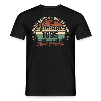 Jahrgang 1995 Retro 1995 Geburtstagsgeschenk 1995 - Männer T-Shirt - Schwarz - Vorne - AI Model Male 178 light (178cm)