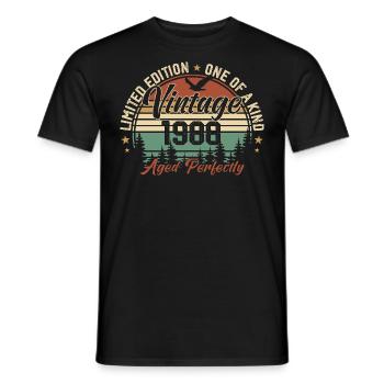 Vintage 1988 Rétro 1988 Cadeau D'anniversaire 1988 - T-shirt homme - noir - Devant - AI Model Male 178 light (178cm)