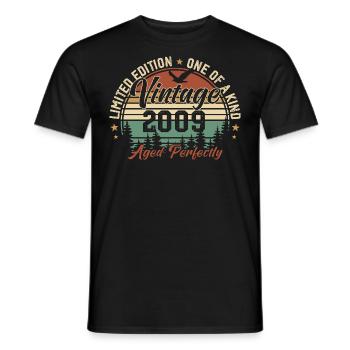 Vintage 2009 Retro 2009 Birthday Gift 2009 - Men's T-Shirt - black - Front - AI Model Male 178 light (178cm)