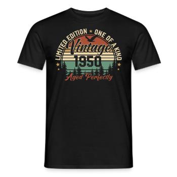 Vintage 1950 Rétro 1950 Cadeau D'anniversaire 1950 - T-shirt homme - noir - Devant - AI Model Male 178 light (178cm)