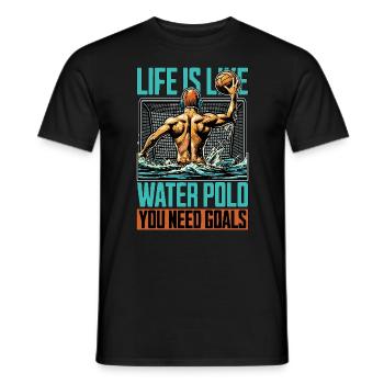 La vie est comme le water-polo, il faut plonger - T-shirt homme - noir - Devant - AI Model Male 178 light (178cm)