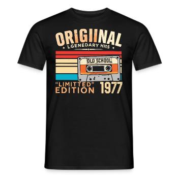 Original 1977, Legendary since 1977 Vintage 1977 - Men's T-Shirt - black - Front - AI Model Male 178 light (178cm)